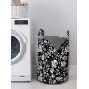 Ambesonne White Laundry Bag, Romantic Vintage Inspired Roses on Swirling Stems Monochromatic Valentine’s Day, Hamper Basket with Handles Drawstring Closure for Laundromats, 13″ x 19″, Black and White