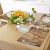 Ambesonne Wooden Print Place Mats Set of 4, Lodge Style Hardwood Planks Image Farmhouse Grunge Design, Washable Fabric Placemats for Dining Table, Standard Size, Salmon Orange