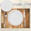 Ambesonne Wooden Print Place Mats Set of 4, Lodge Style Hardwood Planks Image Farmhouse Grunge Design, Washable Fabric Placemats for Dining Table, Standard Size, Salmon Orange