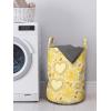 Ambesonne Yellow Laundry Bag, Childish Doodle Style Composition with Hearts and Flowers Romantic Valentines Day, Hamper Basket with Handles Drawstring Closure for Laundromats, 13″ x 19″, Multicolor