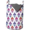 Ambesonne Cupcake Laundry Bag, Bakery Treats Full of Hearts Valentine’s Day Romantic Celebration, Hamper Basket with Handles Drawstring Closure for Laundromats, 13″ x 19″, Fuchsia Purple