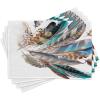 Ambesonne Feathers Place Mats Set of 4, Vaned Types and Natal Contour Flight Bird Feathers and Animal Skin Element Print, Washable Fabric Placemats for Dining Table, Standard Size, Teal Brown