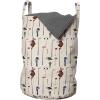 Ambesonne Golf Laundry Bag, Club and Ball Sport Theme Equipment Stroke Play Golfer Activity Leisure Hobby Design, Hamper Basket with Handles Drawstring Closure for Laundromats, 13″ x 19″, Cream Tan