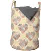 Ambesonne Heart Laundry Bag, Repetitive Romantic Plaid Motif Hearts Valentines, Hamper Basket with Handles Drawstring Closure for Laundromats, 13″ x 19″, Champagne Multicolor