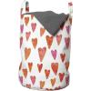 Ambesonne Heart Laundry Bag, Watercolor Art Inspired Uneven Form Heart Shapes Valentine’s Day Concept, Hamper Basket with Handles Drawstring Closure for Laundromats, 13″ x 19″, Burnt Orange and Pink