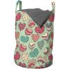 Ambesonne Hearts Laundry Bag, Colorful Shapes on Pale Green Backdrop Flowers Dots Cheerful Love Valentine’s Day, Hamper Basket with Handles Drawstring Closure for Laundromats, 13″ x 19″, Multicolor