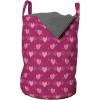 Ambesonne Hearts Laundry Bag, Doodle Style Pink Love Valentines Day Themed Arrows and Wings, Hamper Basket with Handles Drawstring Closure for Laundromats, 13″ x 19″, Magenta and Pale Pink
