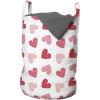 Ambesonne Hearts Laundry Bag, Rhythmic Sponge Print Look Cutsy Valentines Romance Love, Hamper Basket with Handles Drawstring Closure for Laundromats, 13″ x 19″, Blush Pastel Pink