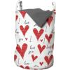 Ambesonne Love Laundry Bag, Hand Written I Love You Phrases Heart Valentines Day Inspiration, Hamper Basket with Handles Drawstring Closure for Laundromats, 13″ x 19″, Vermilion Black White