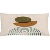 Ambesonne Mid Century Modern Boho Throw Pillow Cushion Cover, Geometric Semicircle and Round with Simple Stripes Art, Decorative Rectangle Accent Pillow Case, 36″ X 16″, Fawn Ginger Champagne