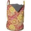 Ambesonne Pale Pink Laundry Bag, Romantic Roses Garden Illustration Nature Inspired Valentine’s Day Themed, Hamper Basket with Handles Drawstring Closure for Laundromats, 13″ x 19″, Yellow Coral Pink