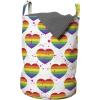 Ambesonne Pride Day Laundry Bag, LGBT Rainbow Hearts Valentines Watercolor Splashes Pattern, Hamper Basket with Handles Drawstring Closure for Laundromats, 13″ x 19″, Hot Pink Azure Blue