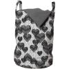 Ambesonne Romantic Laundry Bag, Gothic Hearts Tattoo Style Valentine’s Love Graffiti Grunge Illustration, Hamper Basket with Handles Drawstring Closure for Laundromats, 13″ x 19″, Pale Grey Black