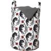 Ambesonne Romantic Laundry Bag, Wild Cats Passion Theme Lovers Valentine’s Rose Petals Arrows Eros, Hamper Basket with Handles Drawstring Closure for Laundromats, 13″ x 19″, Vermilion Pale Grey