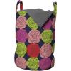 Ambesonne Rose Laundry Bag, Romantic Theme Flower Petals Bouquets Lovers Valentine’s Days Blossoms, Hamper Basket with Handles Drawstring Closure for Laundromats, 13″ x 19″, Lime Green and Multicolor