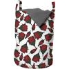 Ambesonne Roses Laundry Bag, Flowers Petals and Buds on Plain Backdrop Valentines Day Themed Print, Hamper Basket with Handles Drawstring Closure for Laundromats, 13″ x 19″, Vermilion Emerald White
