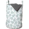 Ambesonne Scandinavian Laundry Bag, Apples with Heart Motifs Monochrome Fruit Motifs Valentines Day Theme, Hamper Basket with Handles Drawstring Closure for Laundromats, 13″ x 19″, Pale Blue and White