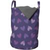 Ambesonne Valentines Day Laundry Bag, Love Theme Striped Hearts February Fourteen Romantic Art, Hamper Basket with Handles Drawstring Closure for Laundromats, 13″ x 19″, Quartz Lilac