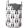 Ambesonne Valentine’s Day Laundry Bag, Romantic Pandas Hearts Doodle Love Theme Art Pattern, Hamper Basket with Handles Drawstring Closure for Laundromats, 13″ x 19″, Charcoal Grey Pink and White