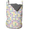 Ambesonne Valentine’s Day Laundry Bag, Teenage Style Funky Heart Shapes Love Youth Valentines Childish Romance, Hamper Basket with Handles Drawstring Closure for Laundromats, 13″ x 19″, Multicolor