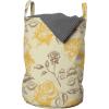 Ambesonne Vintage Floral Laundry Bag, Sketch Style Romantic Roses Love Flower Valentine’s Day Theme, Hamper Basket with Handles Drawstring Closure for Laundromats, 13″ x 19″, Brown Yellow and Beige