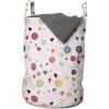 Ambesonne Winter Laundry Bag, Colorful Pastel Snowflakes Circles Hearts Celebration Noel Valentines Stars Doodle, Hamper Basket with Handles Drawstring Closure for Laundromats, 13″ x 19″, Multicolor