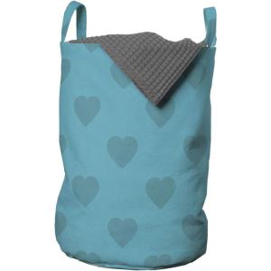 Ambesonne Funky Laundry Bag, Heart Shapes on Plain Background Romantic and Aquatic Style Valentines Day, Hamper Basket with Handles Drawstring Closure for Laundromats, 13″ x 19″, Sea Blue Cadet Blue