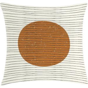 Ambesonne Mid Century Modern Boho Throw Pillow Cushion Cover, Abstract Minimal Moon with Earth Tones and Stripes Art, Decorative Square Accent Pillow Case, 16″ X 16″, Ginger Ivory Dark Grey