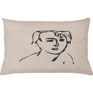 Ambesonne Mid Century Modern Boho Throw Pillow Cushion Cover, Hippie Look Man Silhouette with Lines Abstract Print, Decorative Rectangle Accent Pillow Case, 26″ X 16″, Dark Grey Pale Mustard