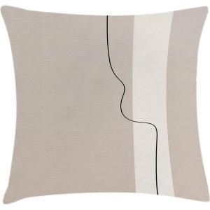 Ambesonne Mid Century Modern Boho Throw Pillow Cushion Cover, Minimalist Art of Abstract Line on Nude Neutral Back, Decorative Square Accent Pillow Case, 18″ X 18″, Pale Tan Charcoal Grey