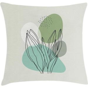 Ambesonne Mid Century Modern Boho Throw Pillow Cushion Cover, Minimalist Outline Leafy Silhouettes Botanical Shapes, Decorative Square Accent Pillow Case, 28″ X 28″, Pistachio Green Seafoam