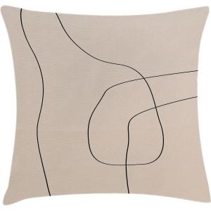 Ambesonne Mid Century Modern Boho Throw Pillow Cushion Cover, Muted Tones Minimalist Abstract Drawn Stripes Print, Decorative Square Accent Pillow Case, 24″ X 24″, Charcoal Grey Pale Sepia