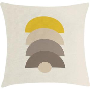 Ambesonne Mid Century Modern Boho Throw Pillow Cushion Cover, Simple Semicircle Pattern with Neutral Colors Print, Decorative Square Accent Pillow Case, 28″ X 28″, Ivory Mustard Pale Taupe