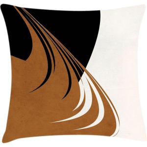 Ambesonne Mid Century Modern Boho Throw Pillow Cushion Cover, Tricolor Designed Minimalist Tribal Look Stripes Art, Decorative Square Accent Pillow Case, 16″ X 16″, Cinnamon Charcoal Grey