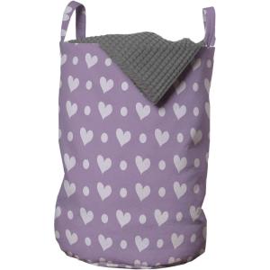 Ambesonne Purple Laundry Bag, Valentine’s Day Couple Wedding Bride Heart Design Image, Hamper Basket with Handles Drawstring Closure for Laundromats, 13″ x 19″, Lavender and Purple