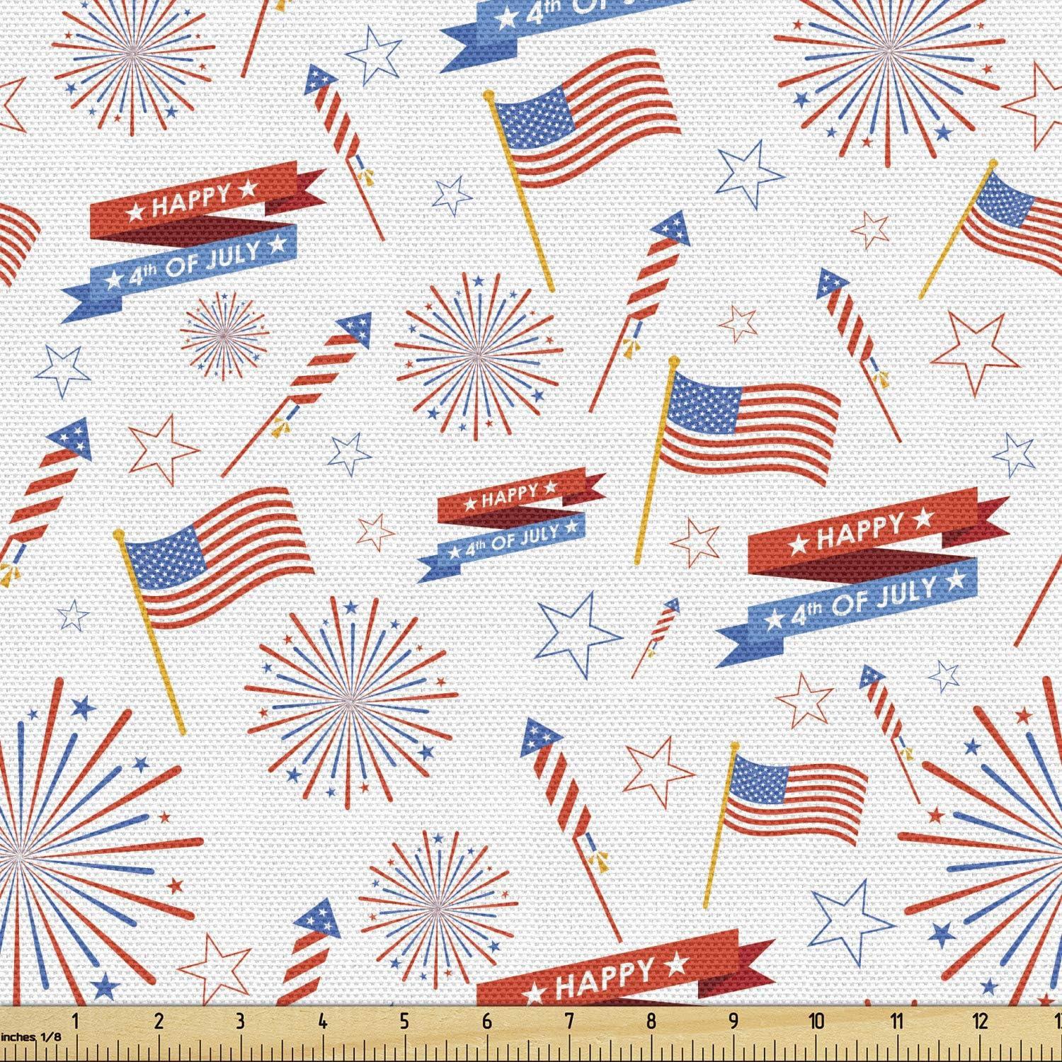imageAmbesonne Cartoon Fabric by The Yard Hot Air Balloons Flying Through The Sky with Birds Microfiber Fabric for Arts and Crafts Textiles amp Decor 1 Yard Teal CreamAzure Red