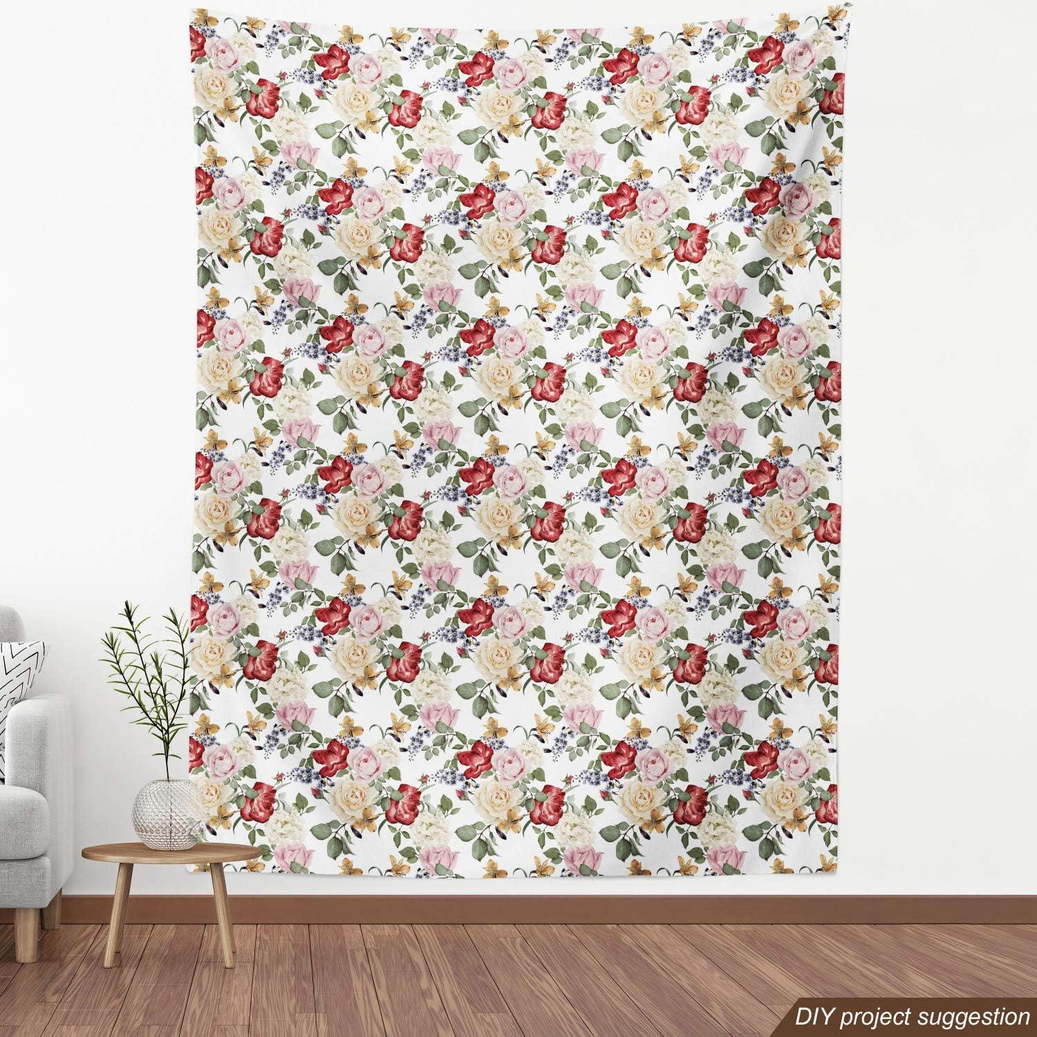 imageAmbesonne Cartoon Fabric by The Yard Hot Air Balloons Flying Through The Sky with Birds Microfiber Fabric for Arts and Crafts Textiles amp Decor 1 Yard Teal CreamPink Cream