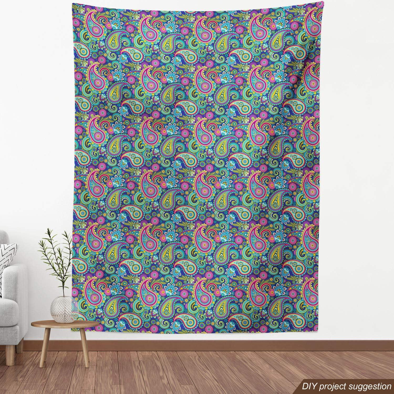 imageAmbesonne Cartoon Fabric by The Yard Hot Air Balloons Flying Through The Sky with Birds Microfiber Fabric for Arts and Crafts Textiles amp Decor 1 Yard Teal CreamPink and Blue