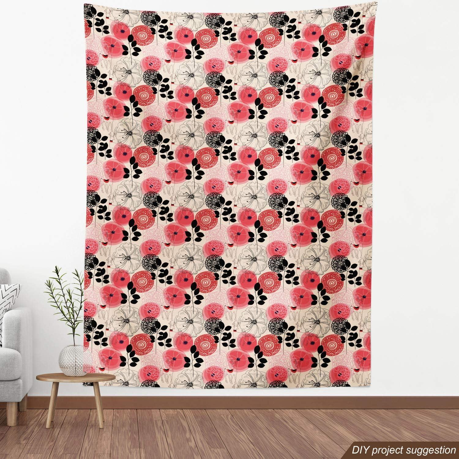 imageAmbesonne Cartoon Fabric by The Yard Hot Air Balloons Flying Through The Sky with Birds Microfiber Fabric for Arts and Crafts Textiles amp Decor 1 Yard Teal CreamCharcoal Pink