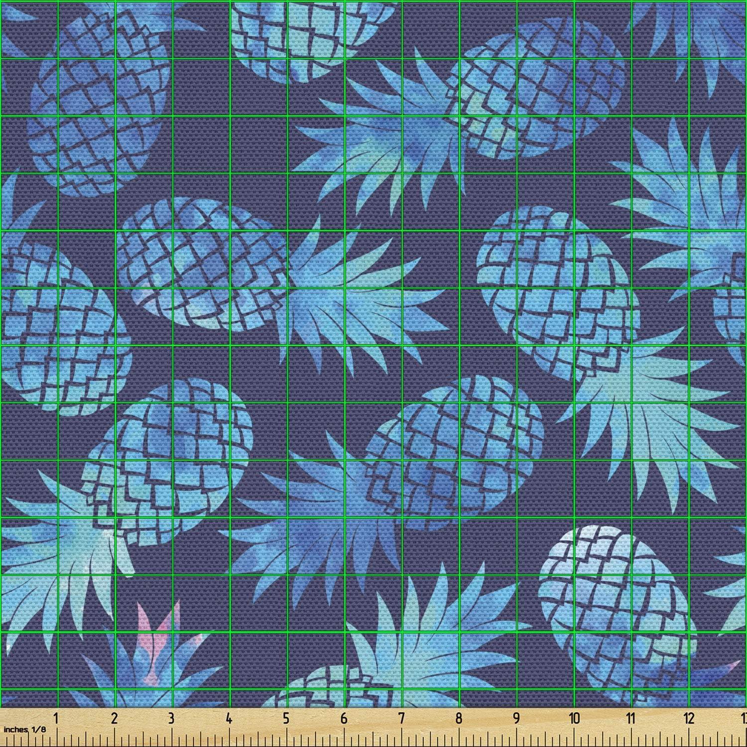 imageAmbesonne Cartoon Fabric by The Yard Hot Air Balloons Flying Through The Sky with Birds Microfiber Fabric for Arts and Crafts Textiles amp Decor 1 Yard Teal CreamDark Blue