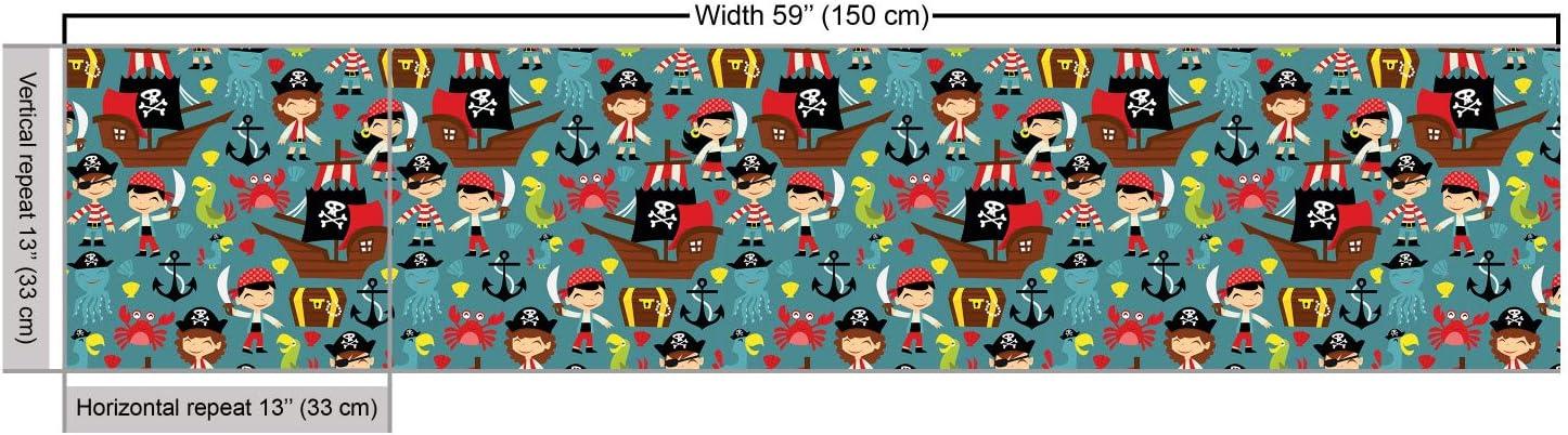 imageAmbesonne Cartoon Fabric by The Yard Hot Air Balloons Flying Through The Sky with Birds Microfiber Fabric for Arts and Crafts Textiles amp Decor 1 Yard Teal CreamTeal