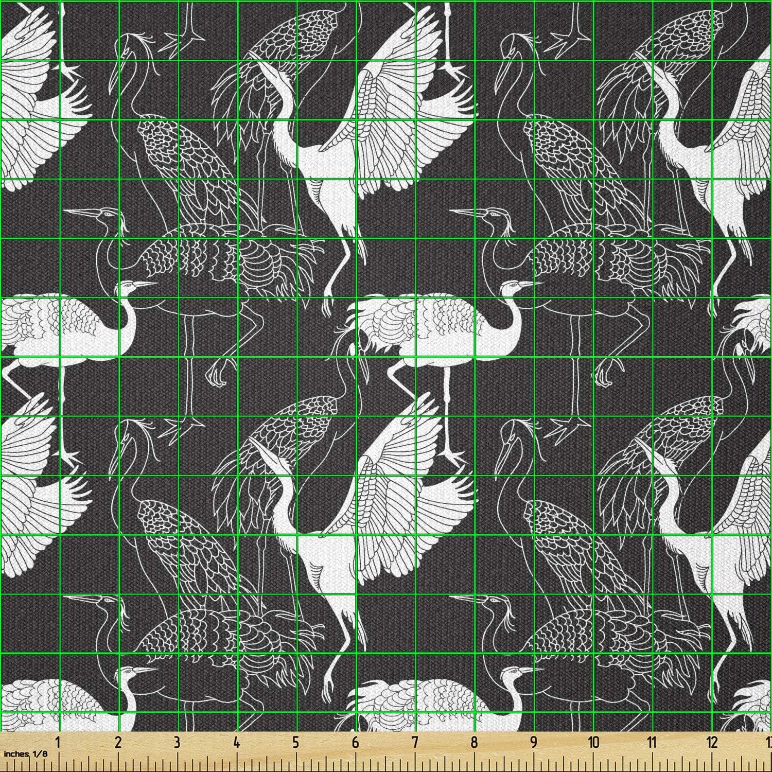 imageAmbesonne Cartoon Fabric by The Yard Hot Air Balloons Flying Through The Sky with Birds Microfiber Fabric for Arts and Crafts Textiles amp Decor 1 Yard Teal CreamBlack and White