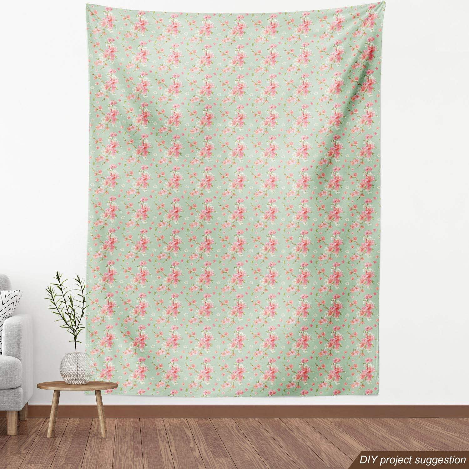 imageAmbesonne Cartoon Fabric by The Yard Hot Air Balloons Flying Through The Sky with Birds Microfiber Fabric for Arts and Crafts Textiles amp Decor 1 Yard Teal CreamMint Pink