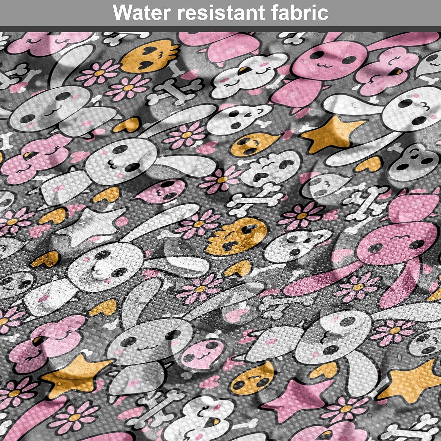 imageAmbesonne Cartoon Fabric by The Yard Hot Air Balloons Flying Through The Sky with Birds Microfiber Fabric for Arts and Crafts Textiles amp Decor 1 Yard Teal CreamGrey Pink