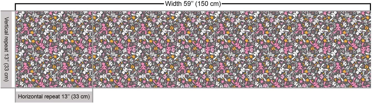 imageAmbesonne Cartoon Fabric by The Yard Hot Air Balloons Flying Through The Sky with Birds Microfiber Fabric for Arts and Crafts Textiles amp Decor 1 Yard Teal CreamGrey Pink