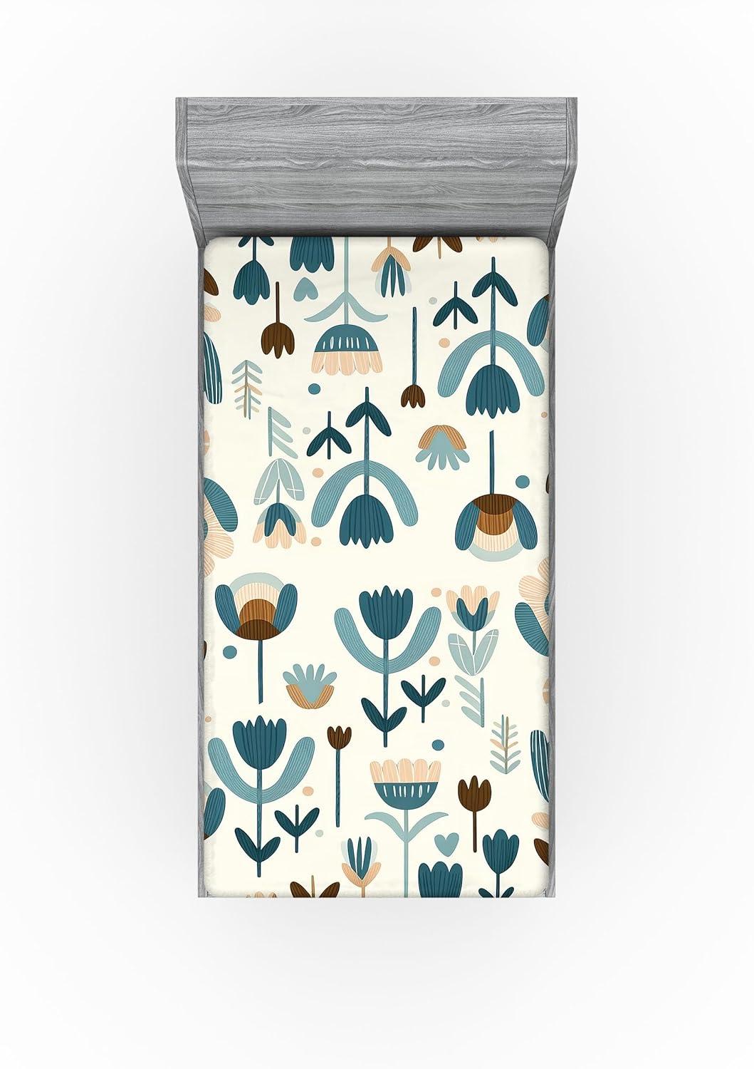 imageAmbesonne City Fitted Sheet Birds Eye View Map of The Abstract Town Streets Roads Houses and Cars Cartoon Print Bed Cover with AllRound Elastic Deep Pocket for Comfort Twin Size Grey GreenPetrol Blue Eggshell