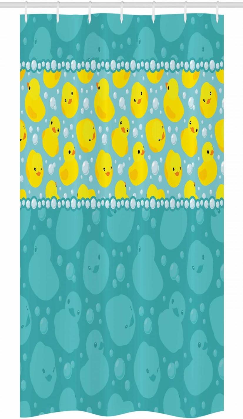 imageAmbesonne Rubber Duck Stall Shower Curtain Cartoon Style Duckies Swimming in Water Pattern Fun Bubbles Aqua Colors Fabric Bathroom Decor Set with Hooks 36 W x 72 L Teal Blue