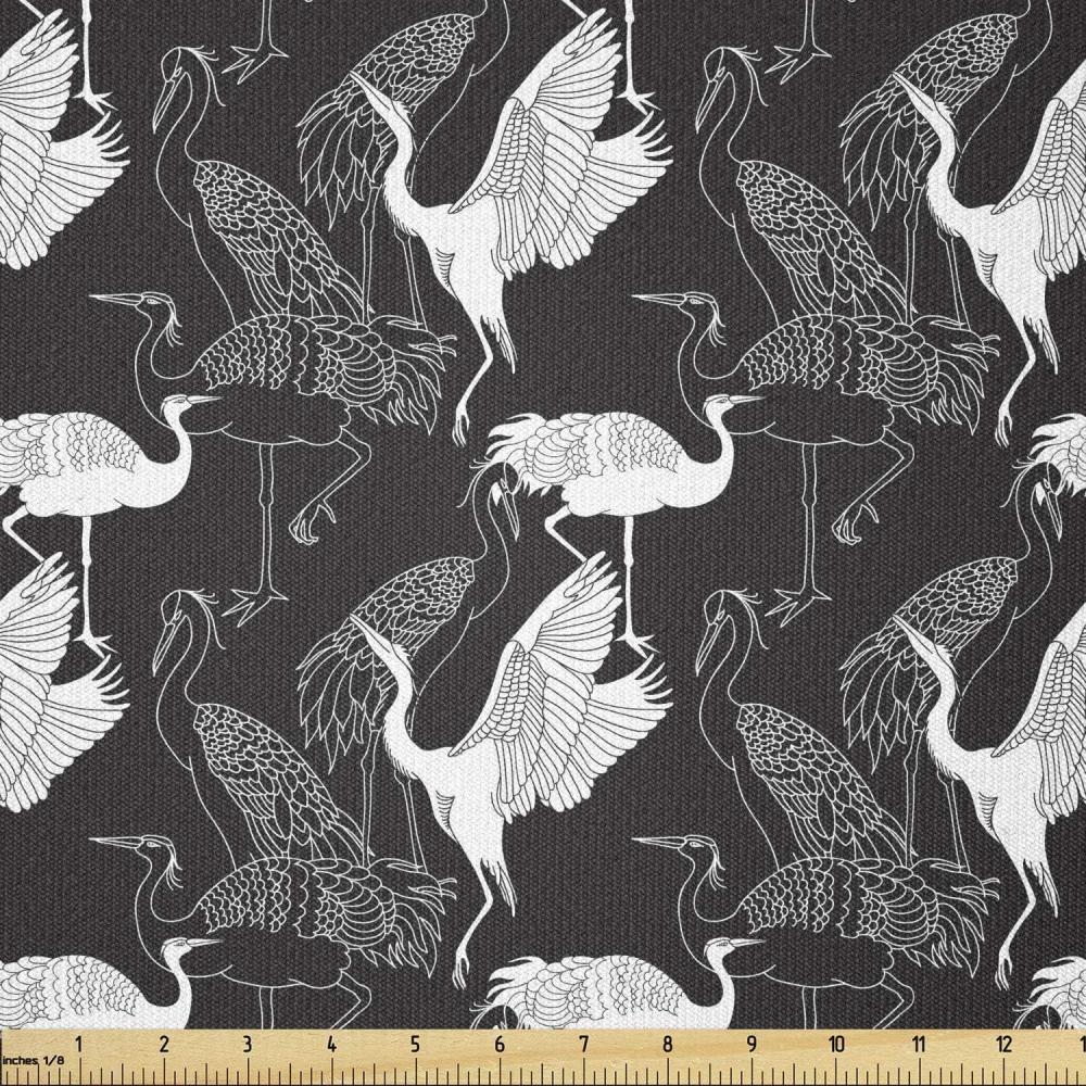 imageAmbesonne Cartoon Fabric by The Yard Hot Air Balloons Flying Through The Sky with Birds Microfiber Fabric for Arts and Crafts Textiles amp Decor 1 Yard Teal CreamBlack and White