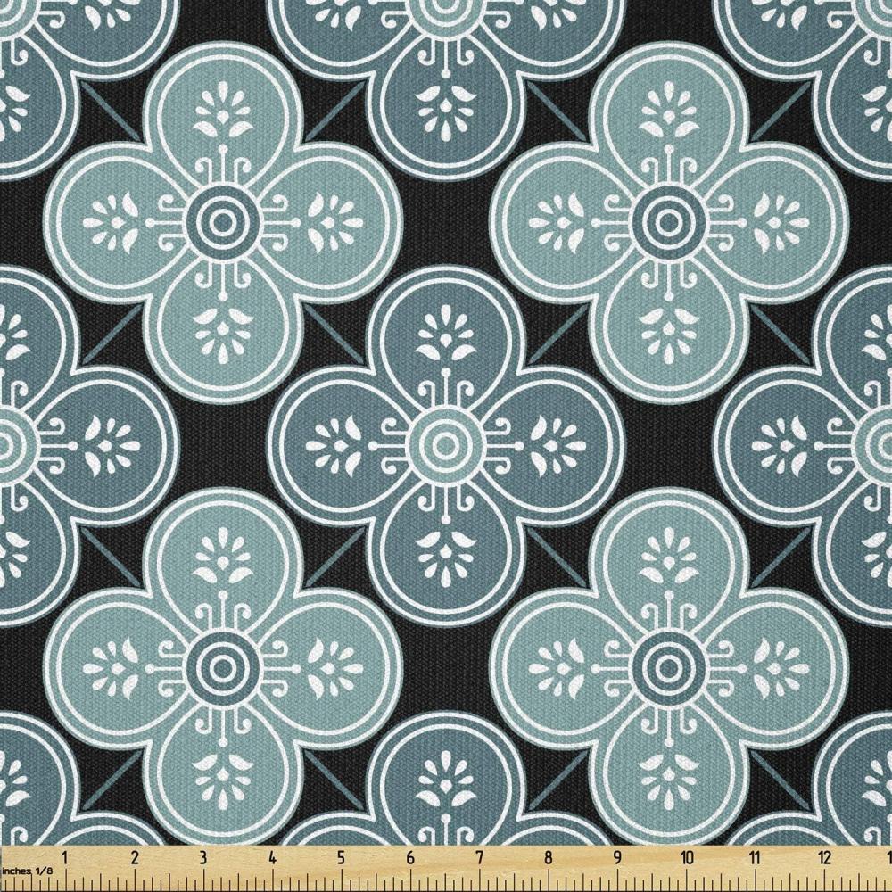 imageAmbesonne Cartoon Fabric by The Yard Hot Air Balloons Flying Through The Sky with Birds Microfiber Fabric for Arts and Crafts Textiles amp Decor 1 Yard Teal CreamTeal Petrol Blue
