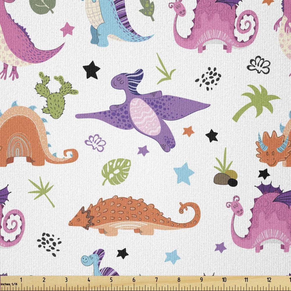 imageAmbesonne Cartoon Fabric by The Yard Hot Air Balloons Flying Through The Sky with Birds Microfiber Fabric for Arts and Crafts Textiles amp Decor 1 Yard Teal CreamMagenta White